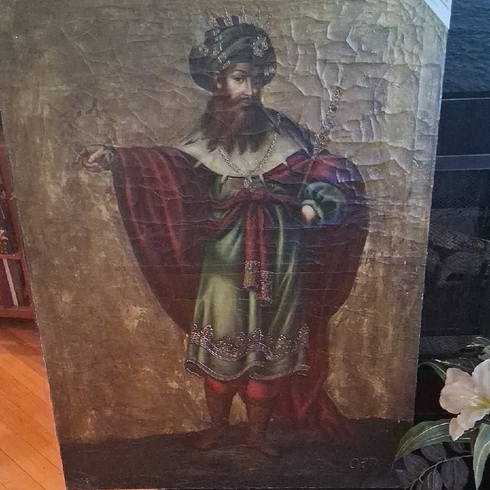 Majestic Red and Green Portrait Painting By Ortiz